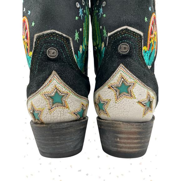 Space Cowboy Double D Ranch Embroidered Western Boots Black Leather Old Gringo 8 - Picture 13 of 16